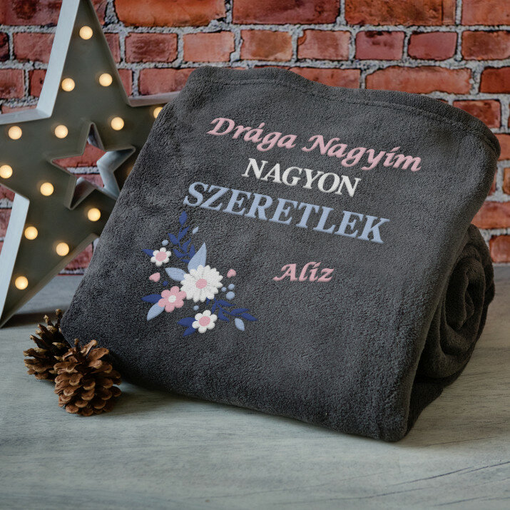 Szeretlek nagyi - Hímzett takaró