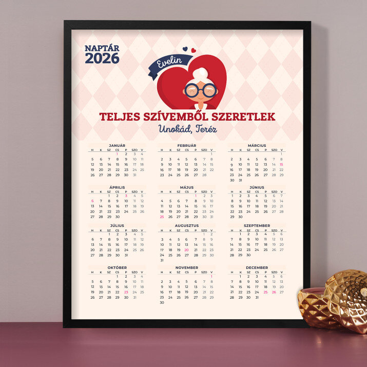 Nagymama, teljes szívemből szeretlek - Naptár keretben