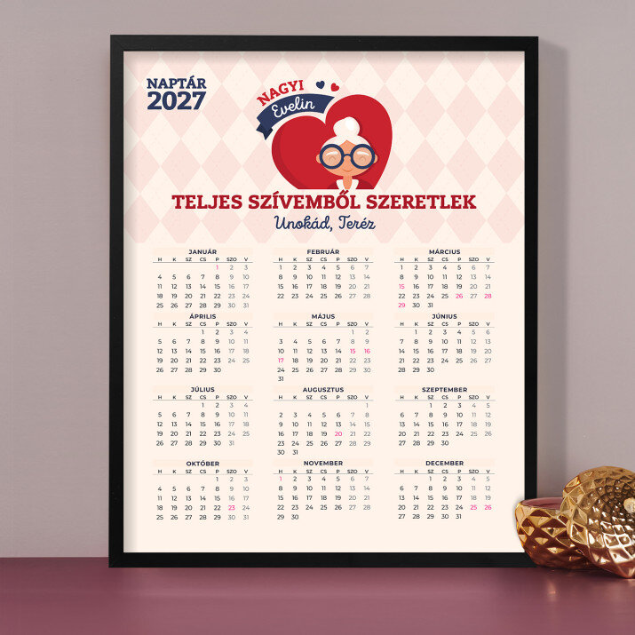 Nagymama, teljes szívemből szeretlek - Naptár keretben Nagymama, teljes szívemből szeretlek - Naptár keretben