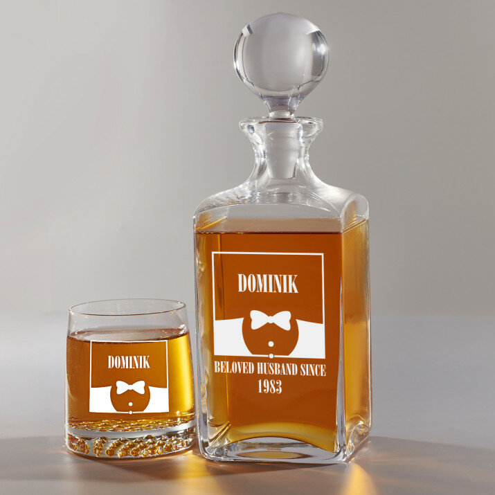 Beloved husband - Gravírozott whisky kancsó és poharak készlete