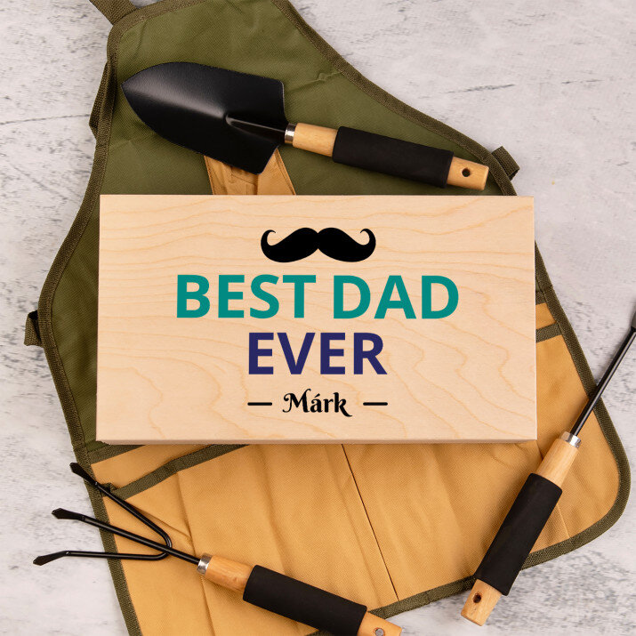 Best dad ever - Kerti szerszámkészlet kötényben