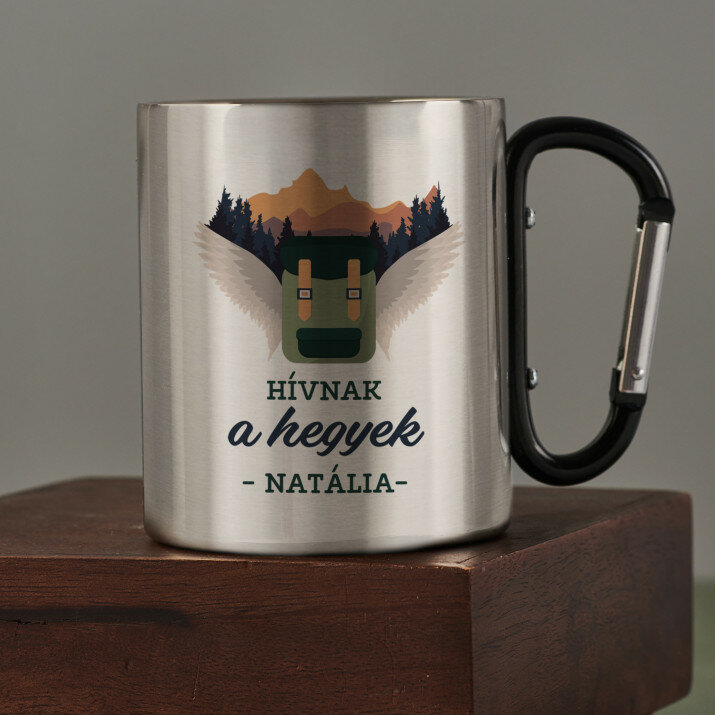 hívnak a hegyek 2 - Fém bögre karabinerrel
