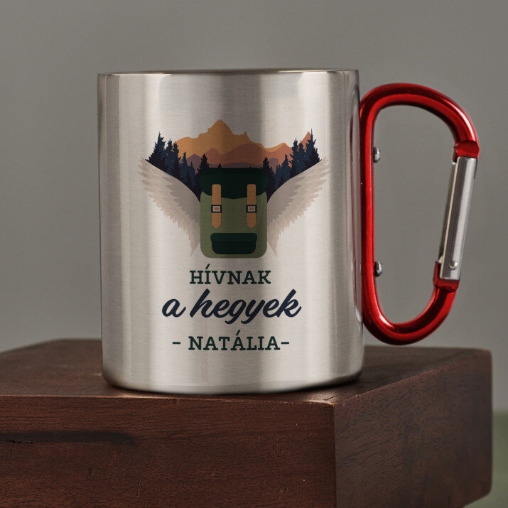 hívnak a hegyek 2 - Fém bögre karabinerrel