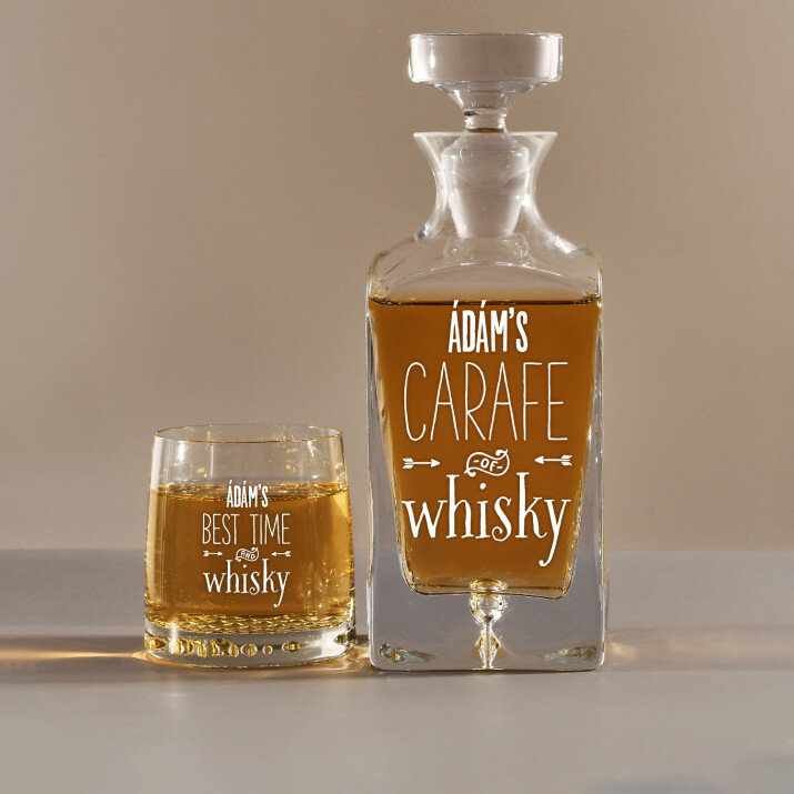 Carafe of whisky - Gravírozott whisky kancsó és poharak készlete