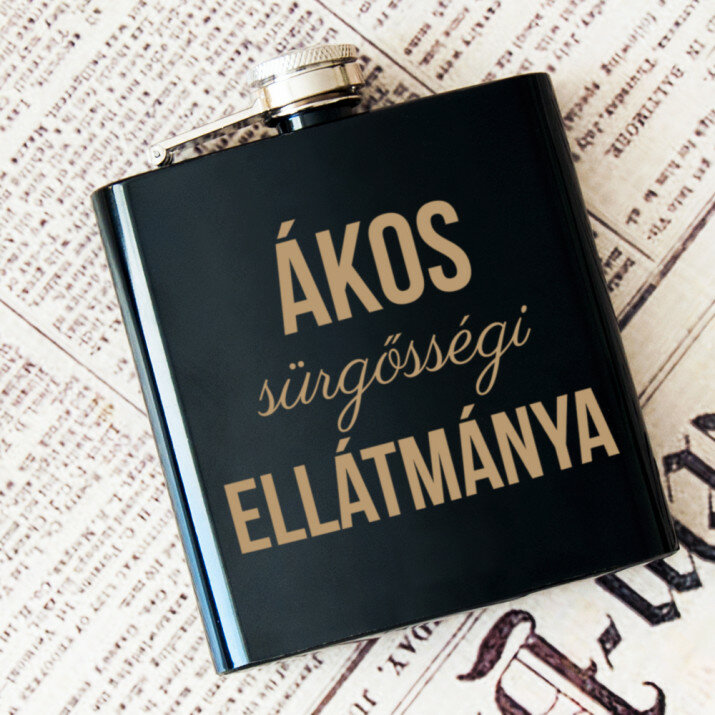 Sürgősségi ellátmány - Gravírozott laposüveg flaska