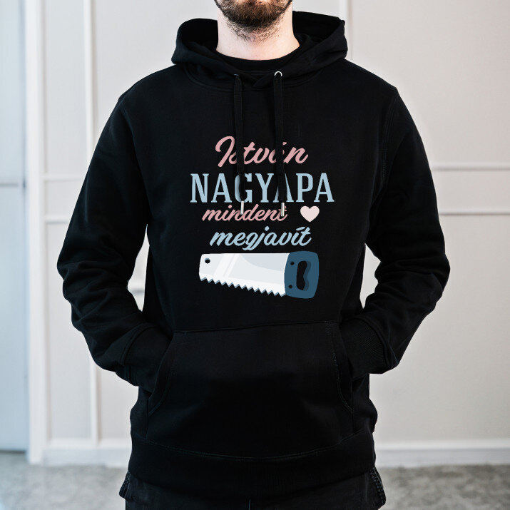 Nagyapa mindent megjavít - Fekete kapucnis pulóver férfiakna