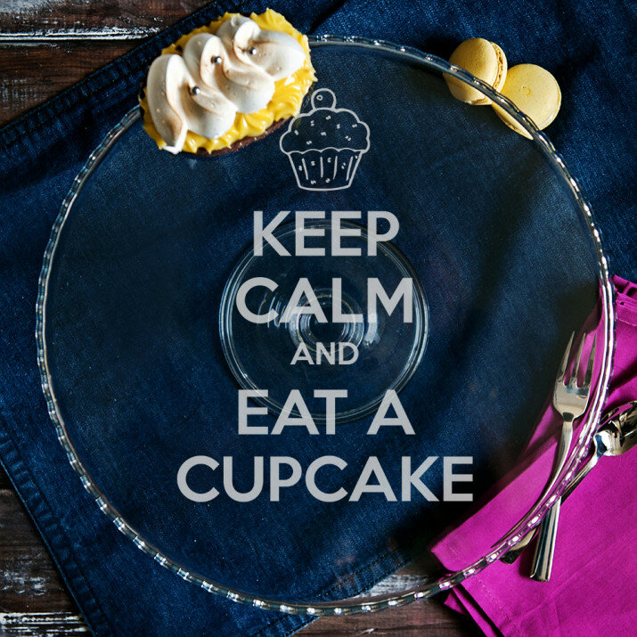 Eat cupcake - Tálaló üvegtálca