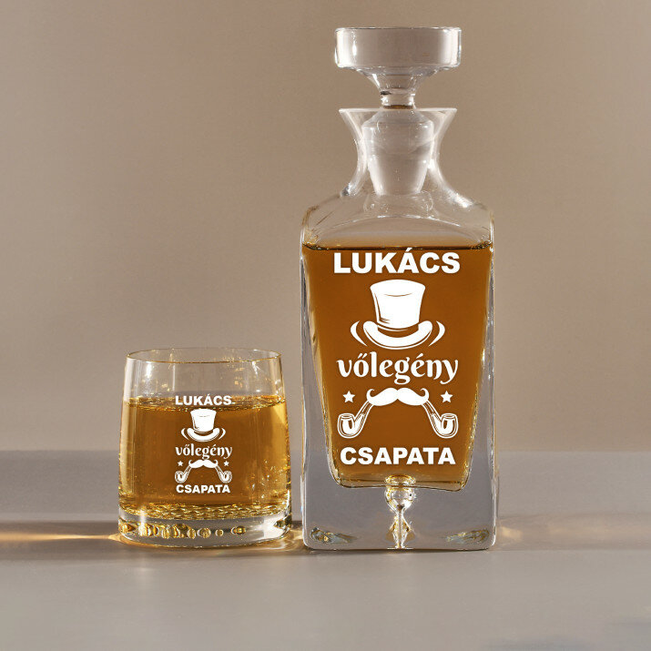 A vőlegény csapata - Gravírozott whisky kancsó és poharak készlete