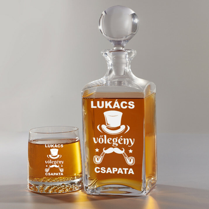A vőlegény csapata - Gravírozott whisky kancsó és poharak készlete