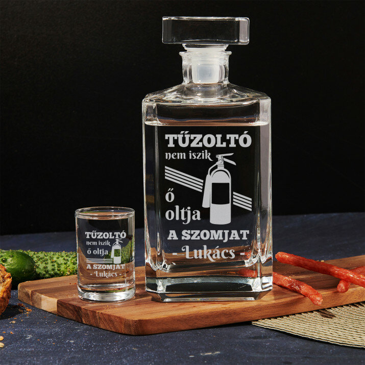 Oltja a szomjat - Üveg pálinkás dekantáló és kupicák készlete