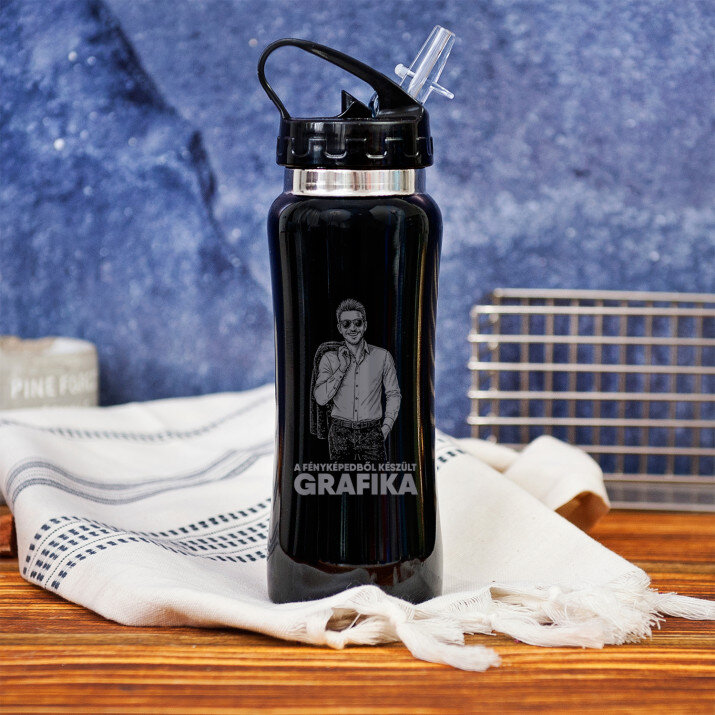 A fényképedből készült grafika - Gravírozott kulacs