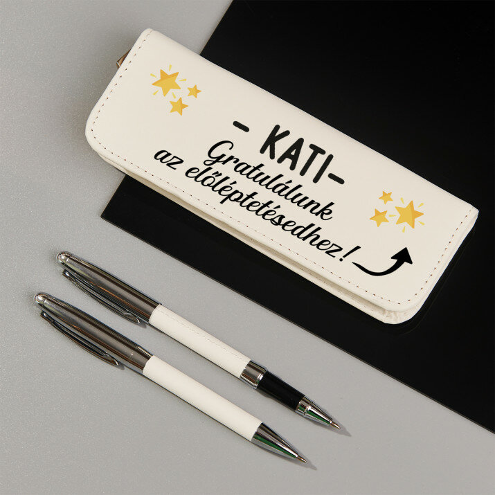 Gratulálunk az előléptetésedhez - Írókészlet bőr tolltartóban