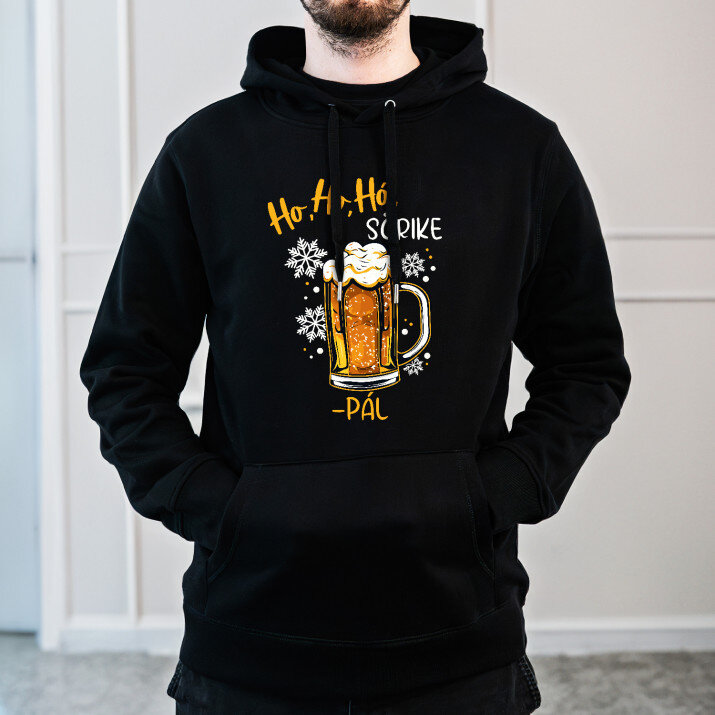 Ho ho hó sörike - Fekete kapucnis pulóver férfiakna