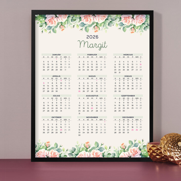 Név virágok - Naptár keretben Név virágok - Naptár keretben