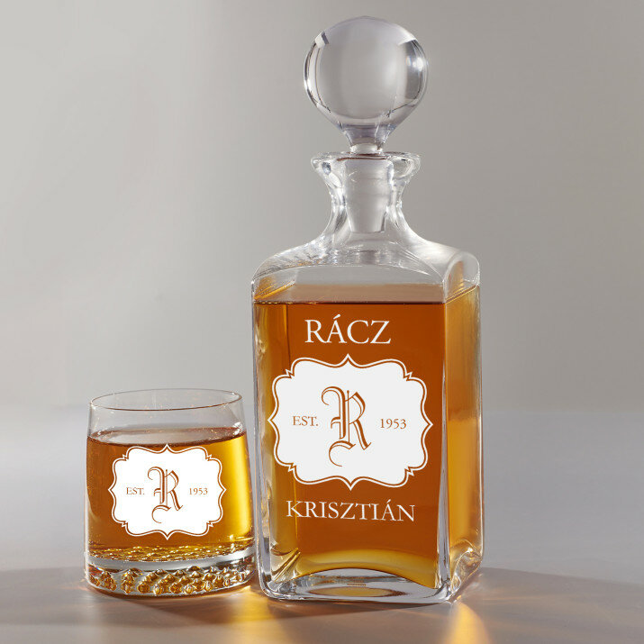 Monogram - Gravírozott whisky kancsó és poharak készlete