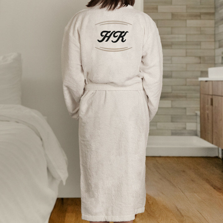 Monogramok - Fehér női fürdőköpeny