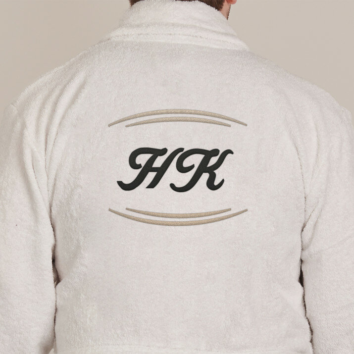 Monogramok - Fehér férfi fürdőköpeny
