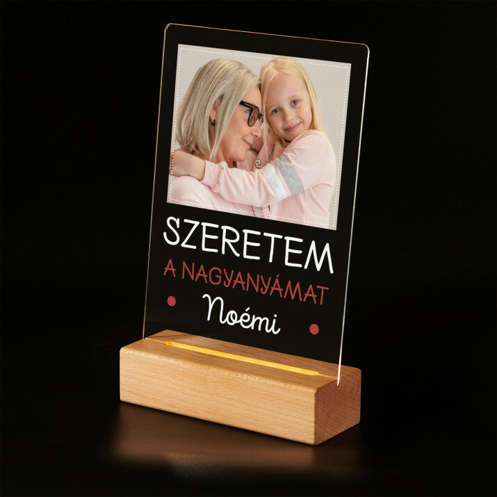Szeretem a nagyanyámat - Üveglap Nyomtatás akrilüvegen LED bázissal