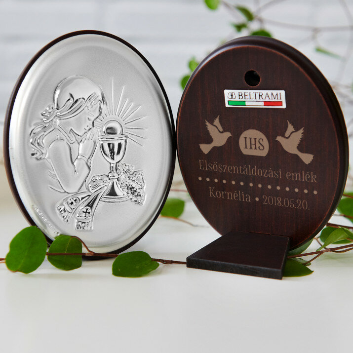 Szentáldozás - Ezüst gravírozott kép - Kislány