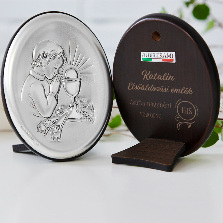 Elsőáldozás - Ezüst gravírozott kép - Kisfiú