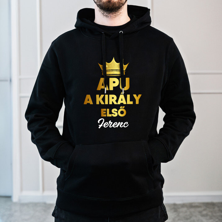 Apu a király - Fekete kapucnis pulóver férfiakna