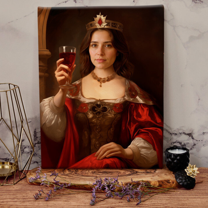 Királynő borral - Királyi portré Királynő borral - Királyi portré