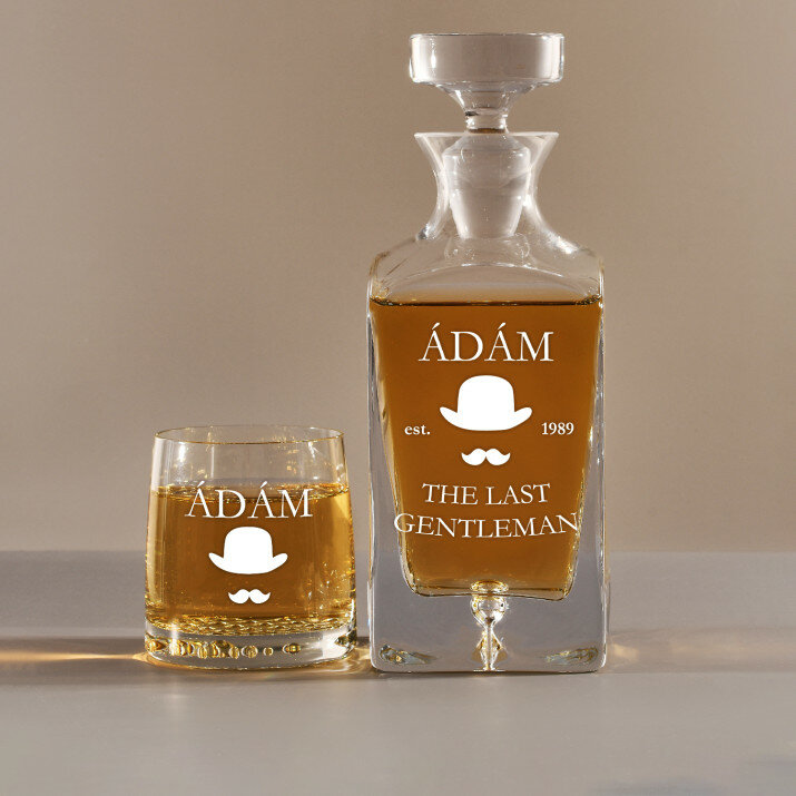 Last gentleman - Gravírozott whisky kancsó és poharak készlete