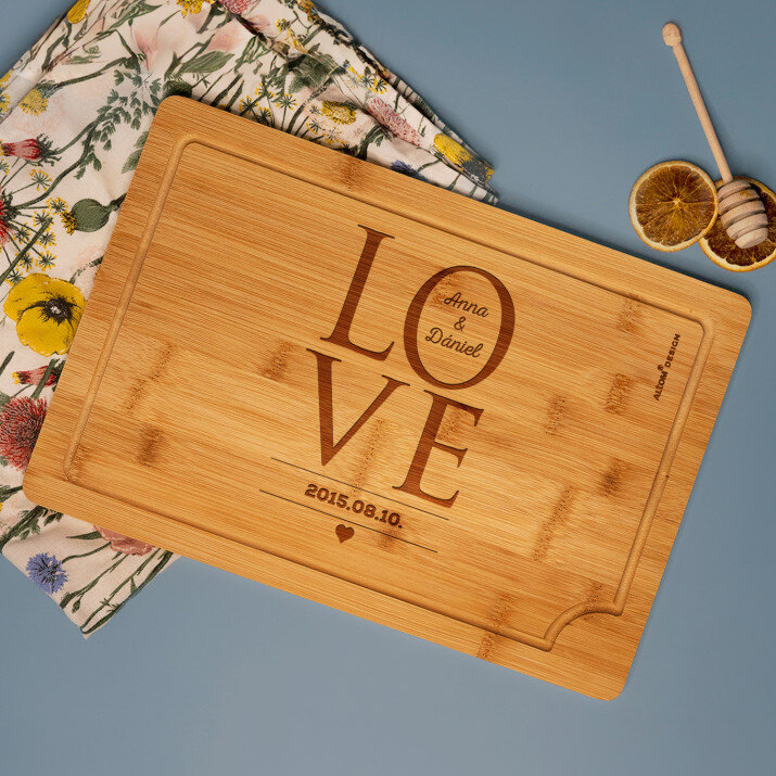 Love together - Gravírozott bambusz vágódeszka