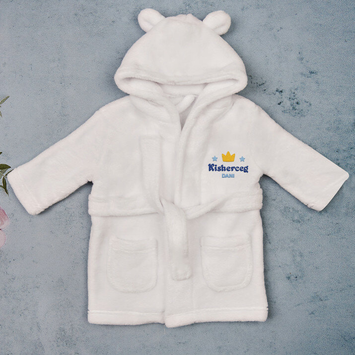 Kisherceg - Gyerek fürdőköpeny hímzéssel