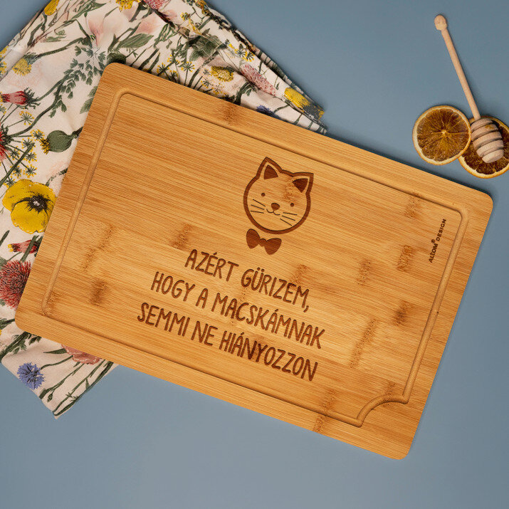 A macskám - Gravírozott bambusz vágódeszka