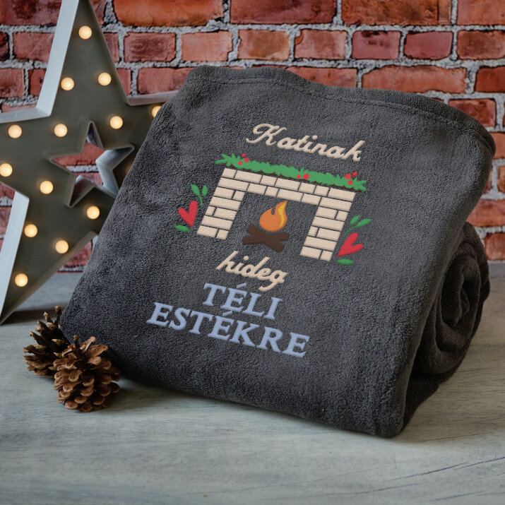 hideg téli estékre - Hímzett takaró