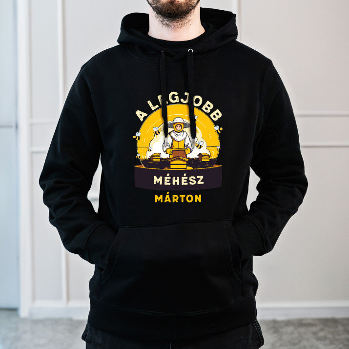 Legjobb méhész - Fekete kapucnis pulóver férfiakna