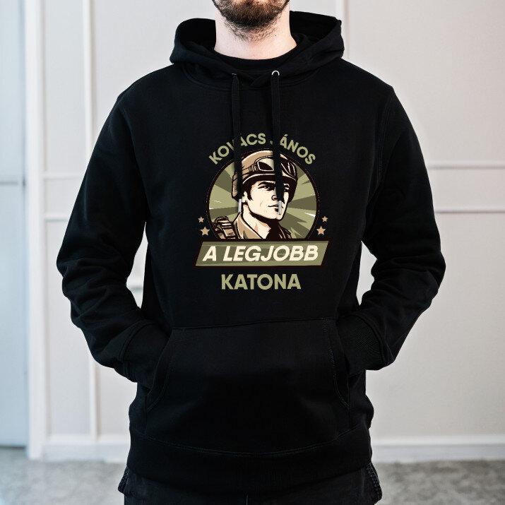 Legjobb katona - Fekete kapucnis pulóver férfiakna
