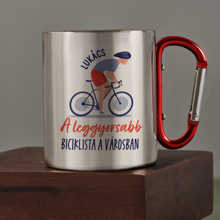 a leggyorsabb biciklista a városban - Fém bögre karabinerrel a leggyorsabb biciklista a városban - Fém bögre karabinerrel