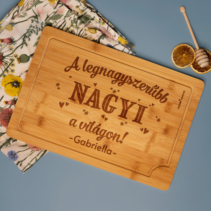 a legnagyszerűbb nagyi - Gravírozott bambusz vágódeszka