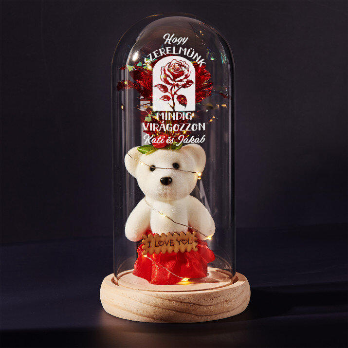 Szerelmünk mindig virágozzon - Üvegkupolába zárt örök rózsa