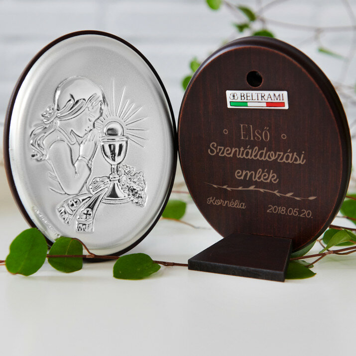 Első szentáldozási emlék - Ezüst gravírozott kép - Kislány
