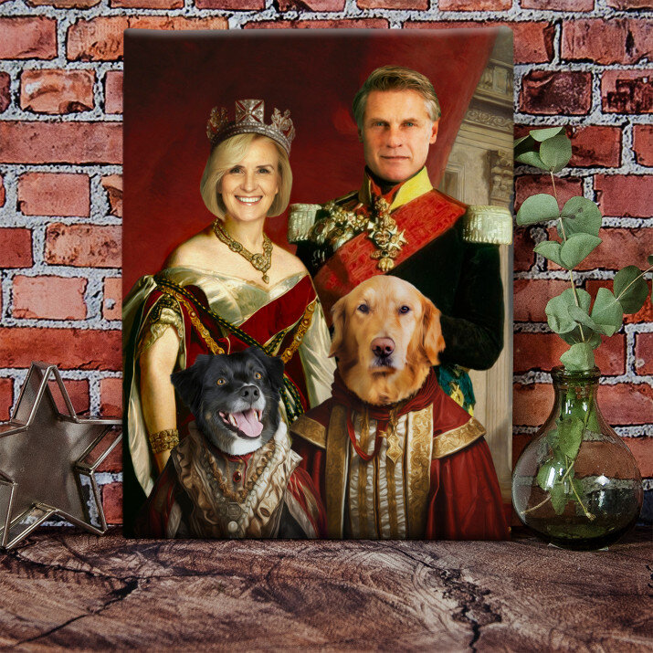 Királyi pár háziállatokkal - Királyi portré