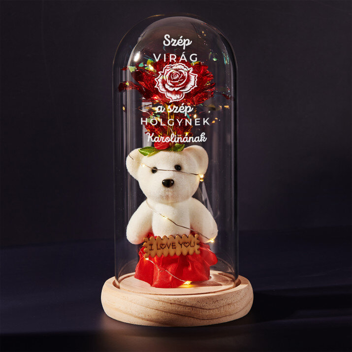 Szép virág a szép hölgynek - Üvegkupolába zárt örök rózsa