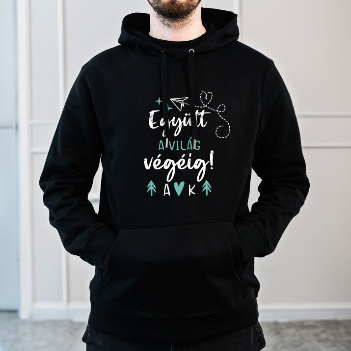 Együtt a világ végéig - Fekete kapucnis pulóver férfiakna