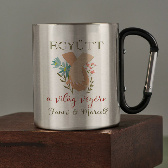 együtt a világ végére - Fém bögre karabinerrel