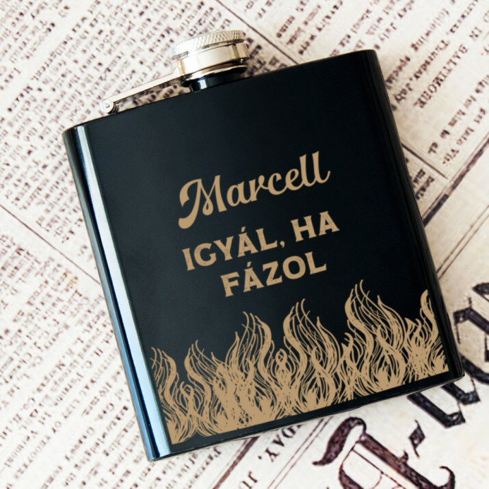 Igyál ha fázol - Gravírozott laposüveg flaska