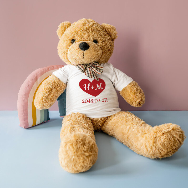 Szív + dátum - Maci  90 cm