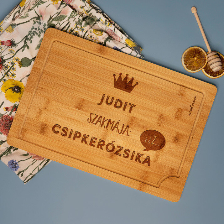 csipkerózsika - Gravírozott bambusz vágódeszka