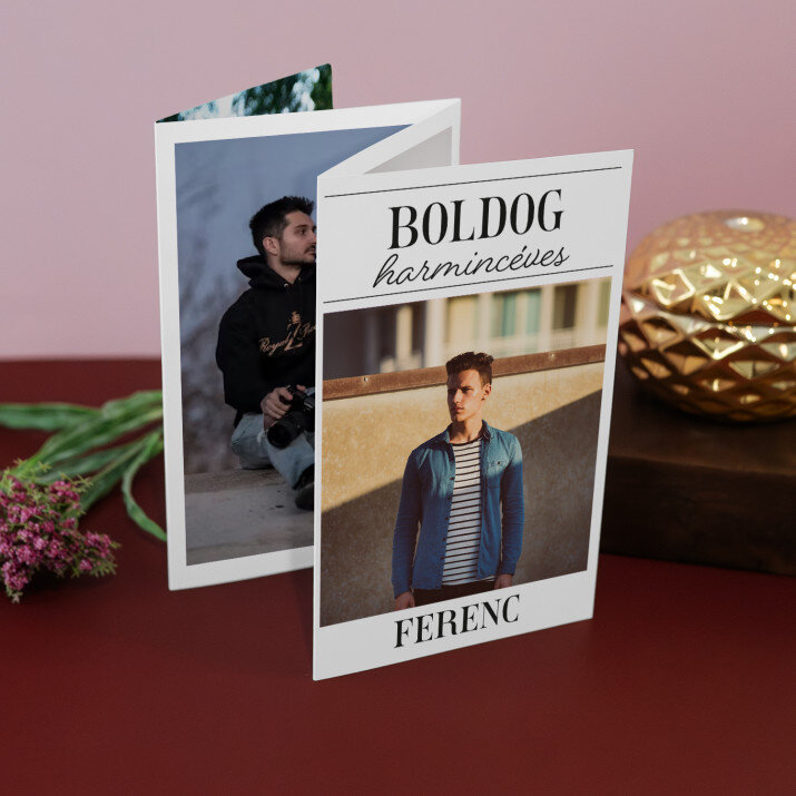 Boldog harmincéves, férfi - Nagy harmonika alakú fotókészlet