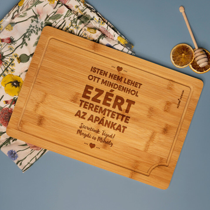 Apa - Gravírozott bambusz vágódeszka