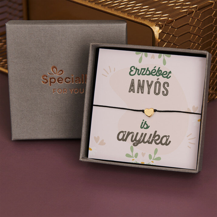 anyós is anyuka - Zsinór karkötő aranyozott szívvel
