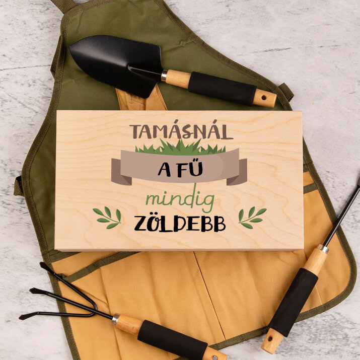A fű mindig zöldebb - Kerti szerszámkészlet kötényben