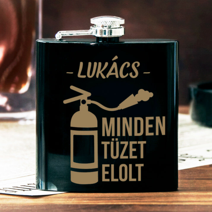 Minden tüzet elolt - Gravírozott laposüveg flaska