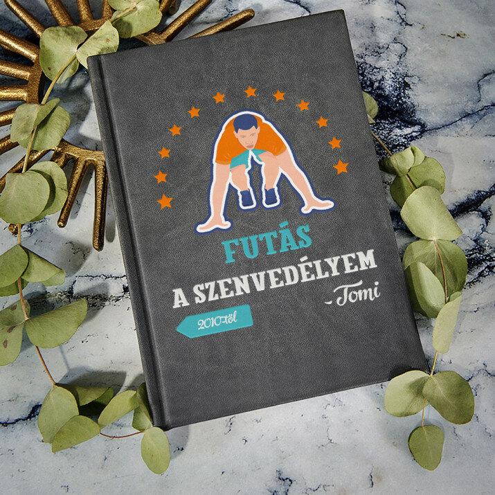 futás a szenvedélyem - A5-ös jegyzetfüzet nyomtatással